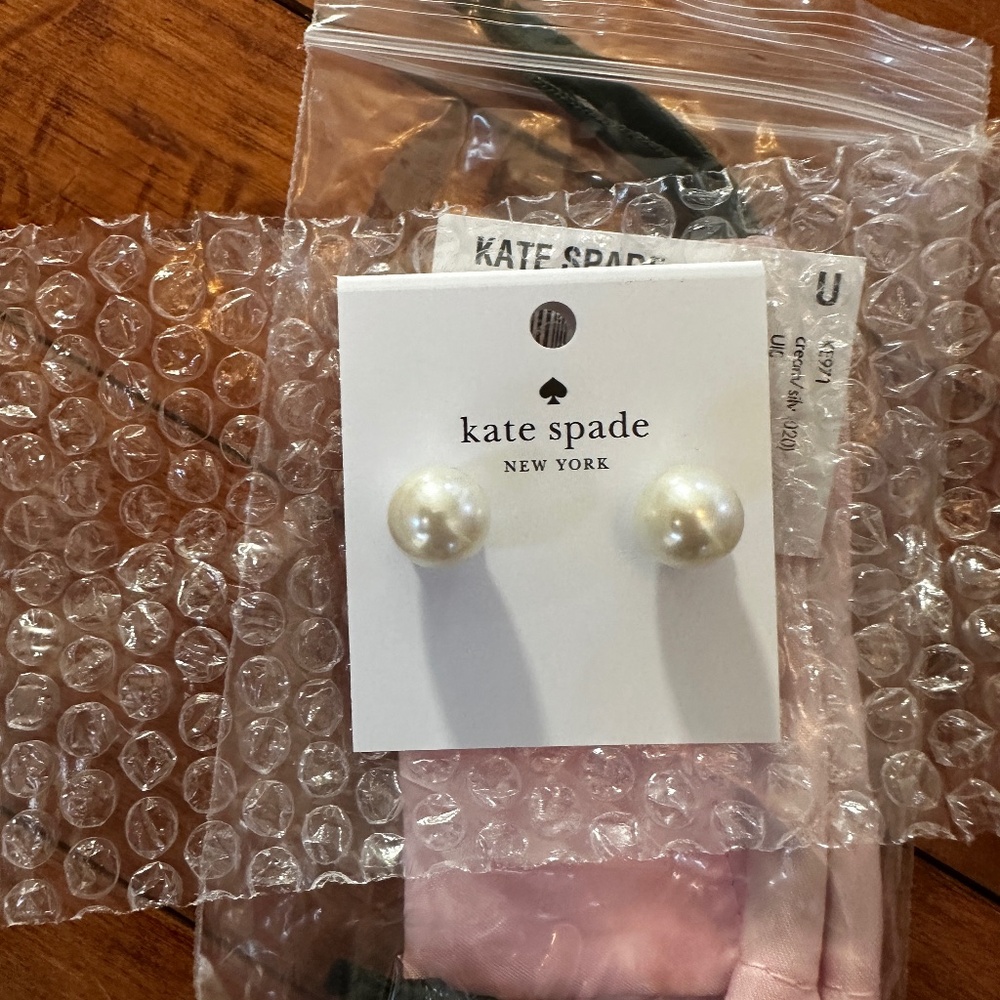 Brand New Kate Spade Earrings - Cream/Silver